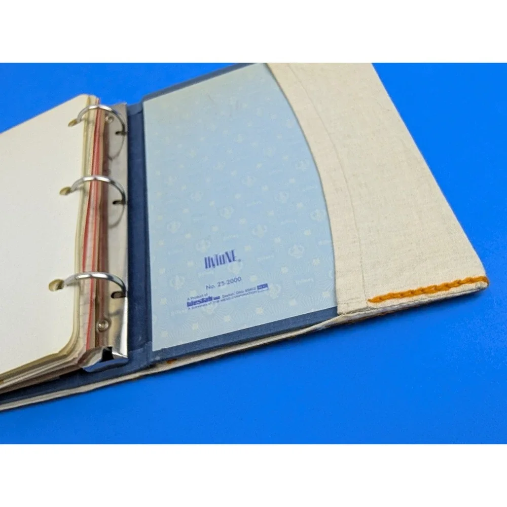 1970s Handwritten Clipped Vintage Retro Recipe Binder Embroidered Cover NYC